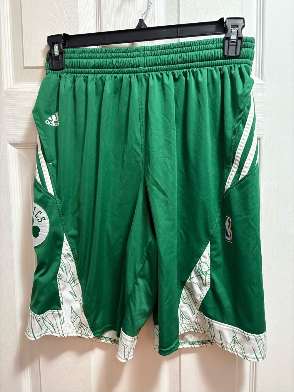 adidas Green and White Boston Celtics Basketball Shorts